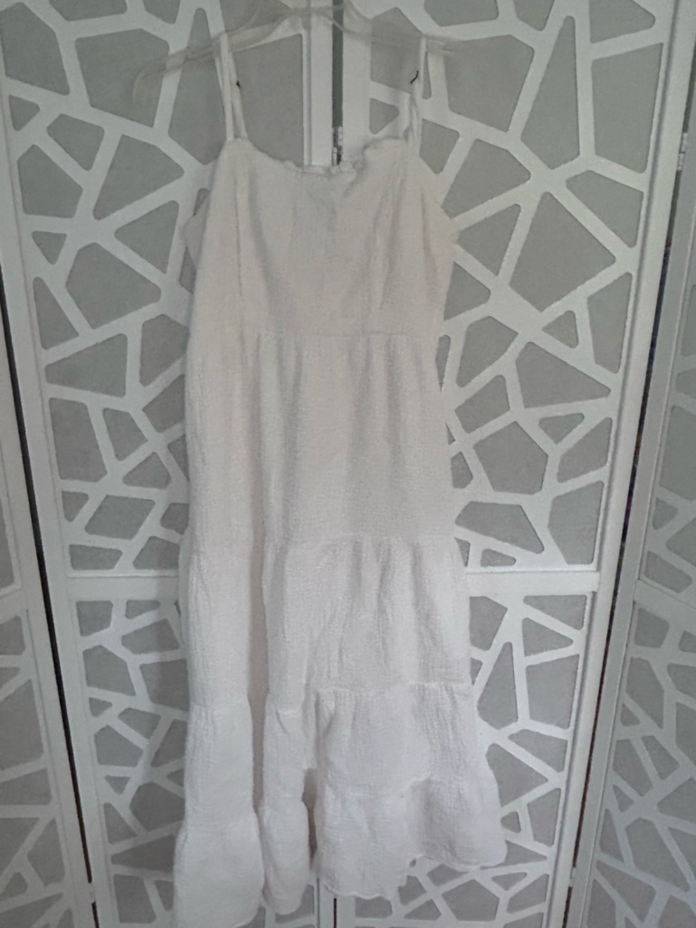 White Spaghetti Strap Tiered Maxi Dress Sz Largw